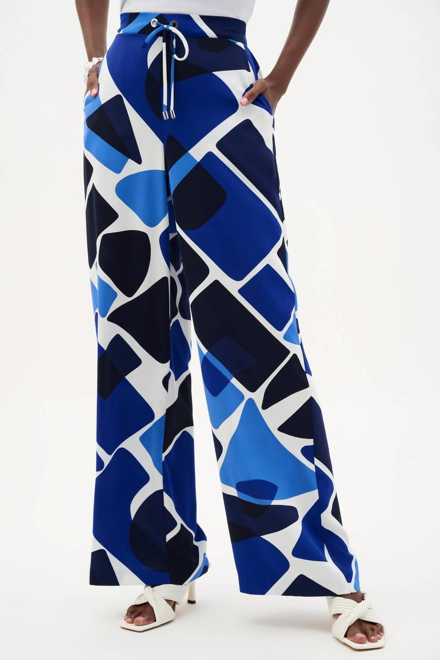 NEW JOSEPH RIBKOFF recycled woven pant in blue/white